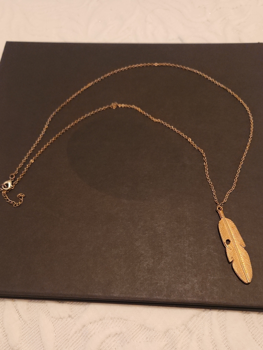 Feather Pendant Necklace -copper Tonned- Women's Jewelry